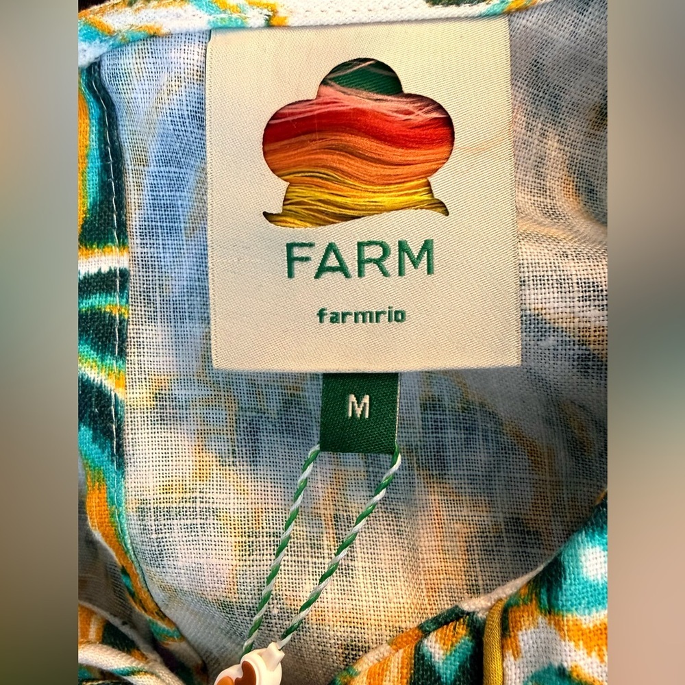 Farm Rio Tropical Tapestry Boho Linen Resort Romper size M NWT - Picture 5 of 7